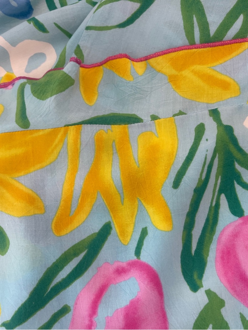 Jams World Light Blue Floral Shift Dress with Yellow, Pink & White Blooms - Picture 3 of 4